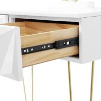 Tocador de Maquillaje con Espejo y Luz LED Iluminación Ajustable Conjunto de Mesa Tocador con Silla Terciopelo Blanco + Dorado - details 16