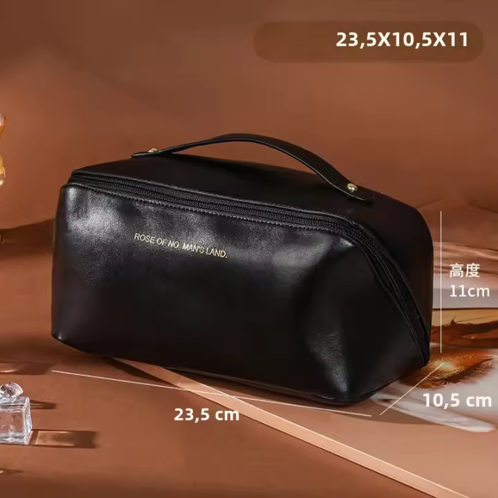 Bolsa de maquillaje de viaje de gran capacidad, impermeable, bolsa abierta para artículos de tocador para mujeres, bolsa de cosméticos portátil. - 1