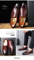 Zapatos casuales italianos del vestido de la PU marrón coreano, mocasines de cuero genuino de los zapatos de los hombres de los deportes - details 1