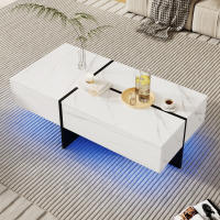 Mesa de Café de Mármol Blanco Brillo Alto Controlado por la Aplicación Muebles de Sala - details 1