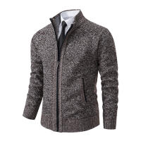 Autumn And Winter New Jersey Men's Casual Sports Coat Solid Color Stand Collar Wweater Grab Fleece Warm Zipper Cardigan - details 8