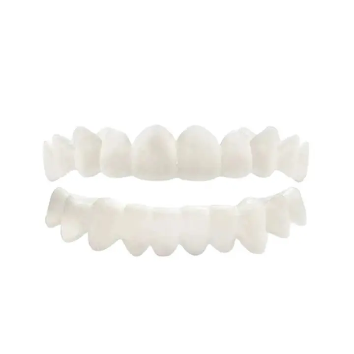 1 par de dentaduras postizas superiores e inferiores de alta calidad, sonrisa instantánea, ajuste cómodo, dientes cosméticos flexibles, dentadura postiza, chapa cosmética superior de alta calidad - 1