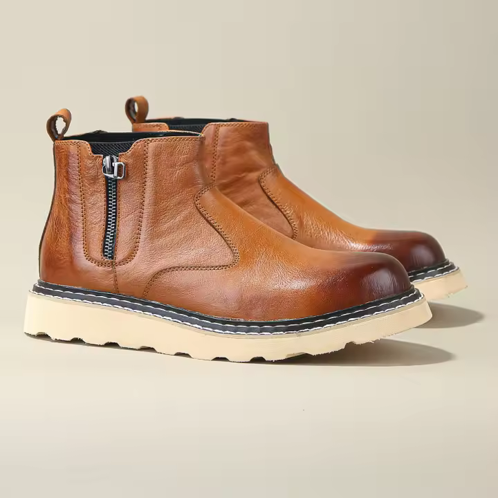 Botas de hombre de alta gama de cuero Botas Chelsea Zapatos altos de piel de vaca de capa superior - 1