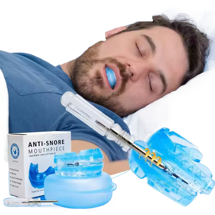 Protector bucal ajustable antironquidos, cómodo con caja de almacenamiento, boquilla antironquidos transparente para mejorar el sueño - 1