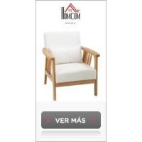 Butaca de Salón Butaca Nórdica Sillón de Salón con Reposabrazos Cojín y Marco de Madera de Caucho para Dormitorio Carga 120 kg 61x78x76 cm Beige - details 10