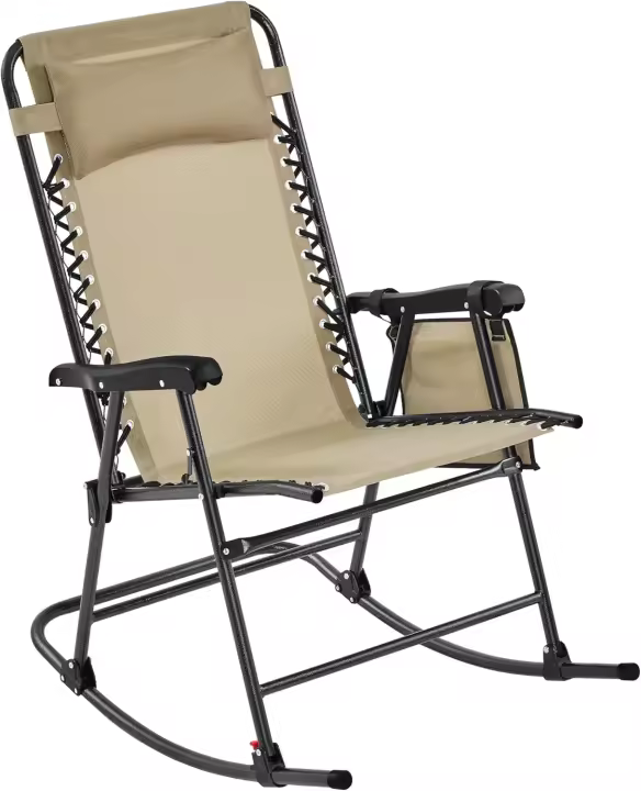 Plegable Carga 120KG con Reposabrazos y Apoyo para Cabeza 102x65,5x103 cm para Exterior Acampar Porche Balcón Beige - 1