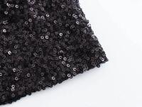 Elegante Falda Mini A-line de Cintura Alta Manga Sin Capas, Cremallera Oculta, Brillo de Lentejuelas Nueva Moda para Mujeres - details 18