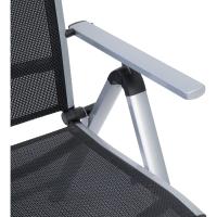 Silla de Jardín Plegable Monza, Silla Abatible de Aluminio y Textileno, Sillón de Balcón Respaldo Reclinable con 8 Posiciones, Plateado/Negro - details 26