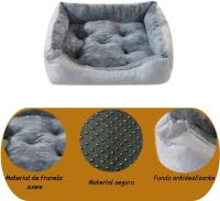 REINO MANSIDI Cama para Perros y Gatos de Felpa con Cojín Extraíble de Color Gris - details 2