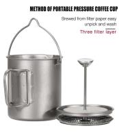 Tiartisan - Mango plegable de titanio, prensa francesa, cafetera cubierta para colgar, utensilios de cocina para acampar al aire libre, taza de agua - details 2