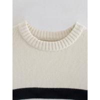 Suéter suelto de punto a rayas para mujer, jersey de manga larga con cuello redondo, ropa de calle informal, Otoño e Invierno - details 7