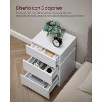 Mesita de Noche con Tira de Luz LED Multicolor Variable, 3 Cajones, Mesa Auxiliar, Estilo Moderno, 35 x 40 x 55 cm, Negro Efecto Madera LET0830B01 - details 15