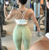 Pantalones de yoga con fruncido en el trasero para mujer, mallas deportivas de tela con sensación desnuda para gimnasio, pantalones de entrenamiento para fitness de cintura alta, medias elásticas de realce - details 35