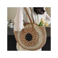 Cuerda De Papel Color Hueco Bolsa De Paja De Disco Grande Bolsa De Playa Casual Bolsa Tejida De Moda De Hombro Bolsa De Mujer - details 6