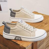 Zapatillas de lona informales para hombre: zapatos transpirables con cordones y suela de PVC antideslizante, diseño moderno en azul y blanco para uso informal - details 0