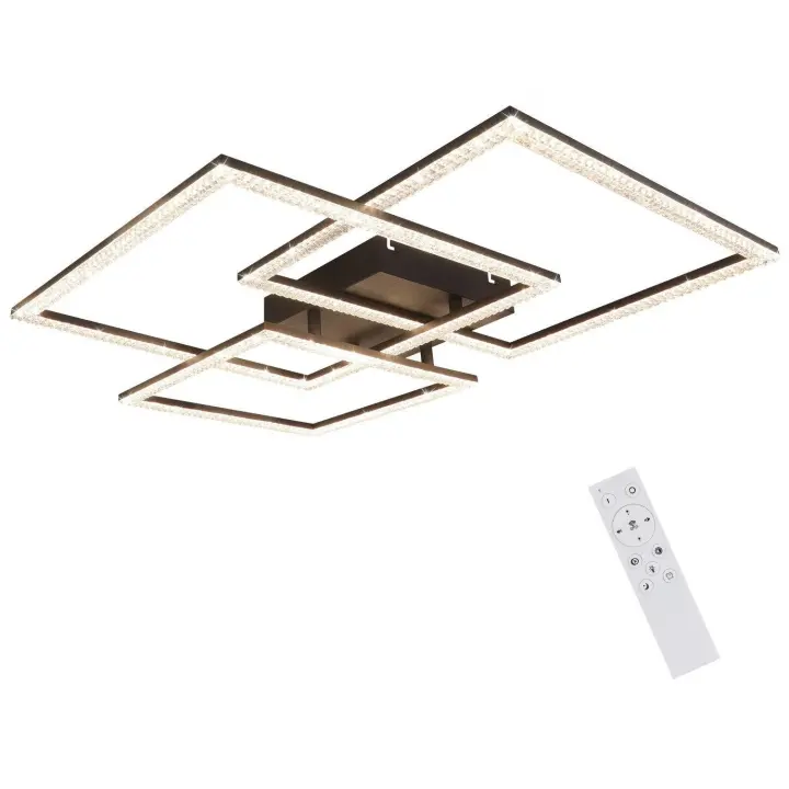 CBJKTX Lámpara de techo LED negra para sala de estar, lámpara de interior de diseño de cristal moderno regulable de 75CM con Control remoto para dormitorio - 1