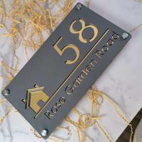 Placa de Número de Casa Moderna de Acrílico Cortado Láser Personalizado - details 1