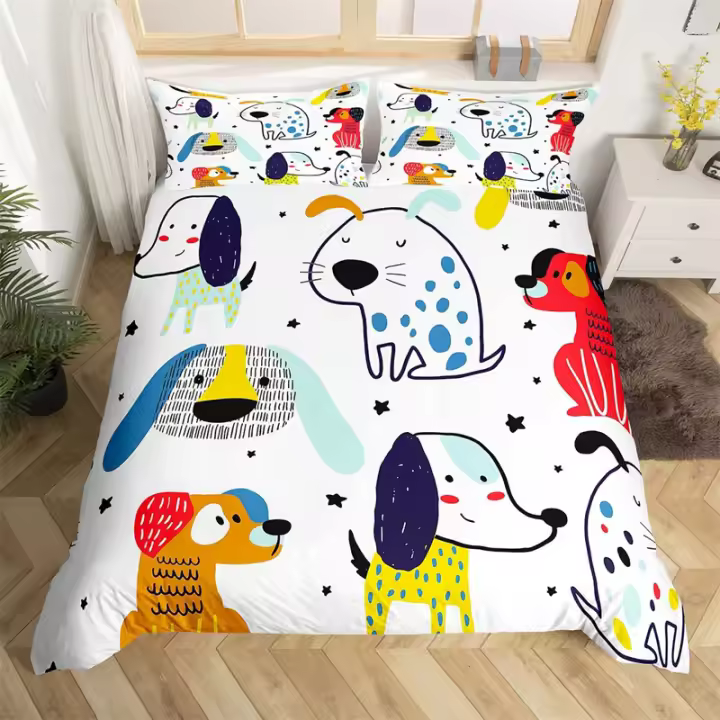 3 uds funda de edredón funda nórdica de animales de dibujos animados juego de cama de gato lindo Twin King funda de edredón Floral de mariposa con pata de microfibra para dormitorio de niños y niñas - 1