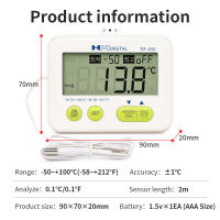 Medidor de temperatura Digital para interiores y exteriores, alarma, termómetro magnético para refrigerador, pantalla LCD con Sensor externo, nuevo - details 10