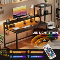 computadora cajones y estantes Impresora en doméstico Reversible 175 cm Luces ledestantes Aprender a Trabajar en JuegosNegro - details 3