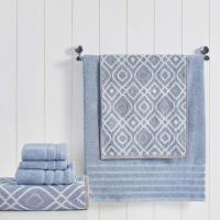 137 x 68 x 0,5 cm 6 Piezas Hilo Teñido Oxford Rayas Jacquard/Sólido Ultra Suave 550GSM 100% Algodón Peinado Juego de Toallas 6 Toallas teñidas de Hilo Azul, Algodón - details 1