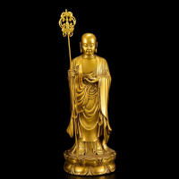 Adorno de latón pequeño que presenta bronce haciendo grandes deseos estatua de Buda de pie Ksitigarbha Bodhisattva de gran tamaño - details 0