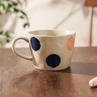 Taza de lunares de color cerámico Vintage, taza de café para el hogar, arcilla japonesa simple ins, pintada a mano, nórdica - details 5