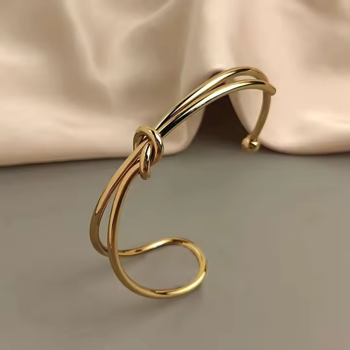 Lazo de nuevo estilo creativo sin pulsera de metal impermeable de alta calidad para mujer chapada en oro, joyería de fiesta - 1