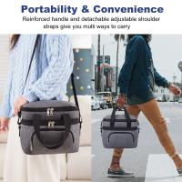 Bolsa de almuerzo con doble aislamiento, fiambrera térmica portátil de capa, bolsa aislante térmica impermeable para Picnic con correa ajustable - details 6