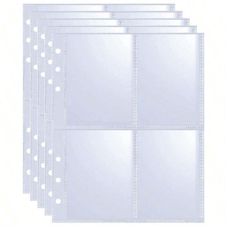 Funda de Archivador A5 con 25 Paquetes Protectora de Tarjetas de 2,5x3,5 Pulgadas de Doble Cara con 4 Bolsillos Láminas Protectoras Ultraclara para Tarjetas Coleccionables Utensilios Escolares