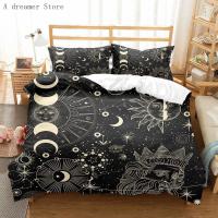 Juego de Ropa de Cama con Estampado de Sol y Luna Negra: Funda de Edredón Sábana Bohemia para Adultos Tamaño Twin Queen King - details 3
