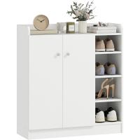 Puerta ancha de 2 hojas con estantes ajustables para 12 pares de zapatos, entrada de pasillo, 83x30x90 cm, blanco - details 0