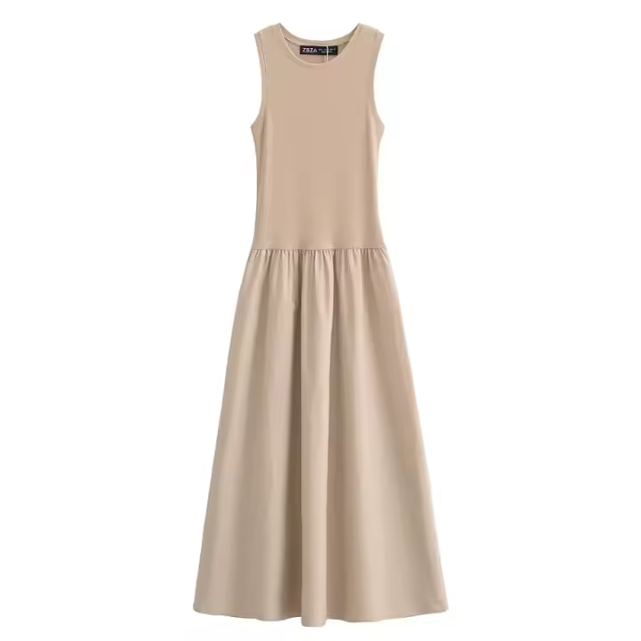 Vestido largo Bla elegante para mujer, color caqui, Retro, informal, moda Primavera 2025 - 1