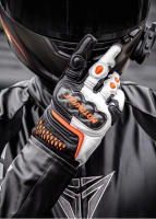 Guantes de moto de cuero para Motocross, equipo de equitación, fibra de carbono, pantalla táctil, reflectante, antideslizante, mujer - details 7