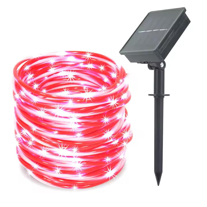 Tira de luces LED para exteriores, iluminación Solar de cuerda de 33 pies, 100LED de Color caramelo para boda, Patio y jardín - 1