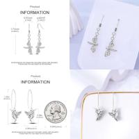 Pendientes colgantes de trébol de la suerte para mujer, plata pura, piedra Original, circón, herradura, verde de cuatro hojas, joyería de fiesta - details 21