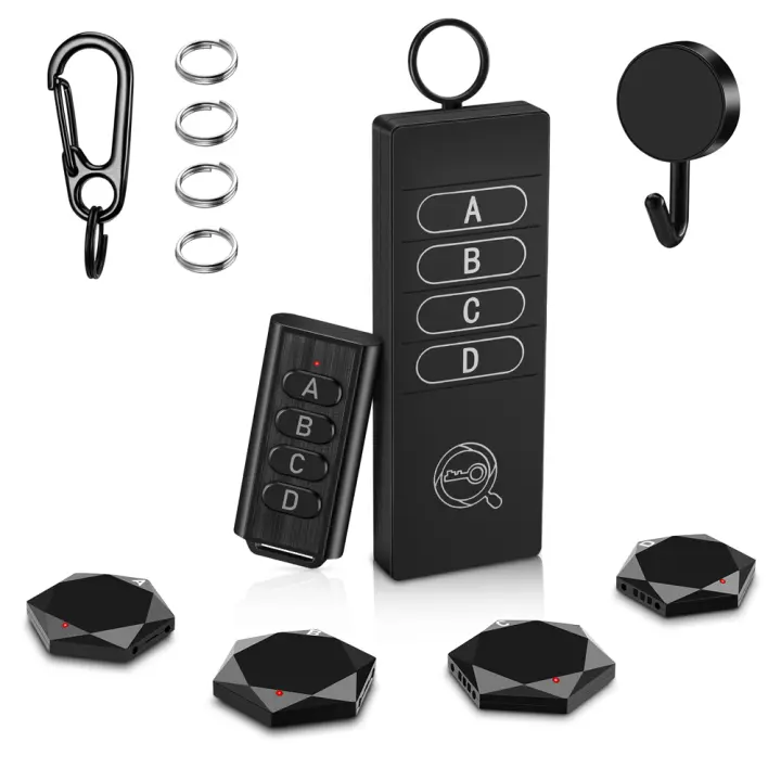localizador de llaves inalámbrico Sectyme para teléfonos bolsillo y mascotas con etiquetas antipérdidas y llavero con 4 receptores - 1