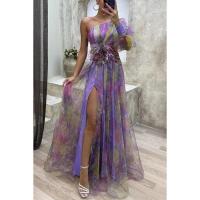 2025Vestido nuevo multifuncional de malla con hombros descubiertos para mujer, temperamento elegante, ajustado, a la moda, para fiesta atmosférica, A - details 5
