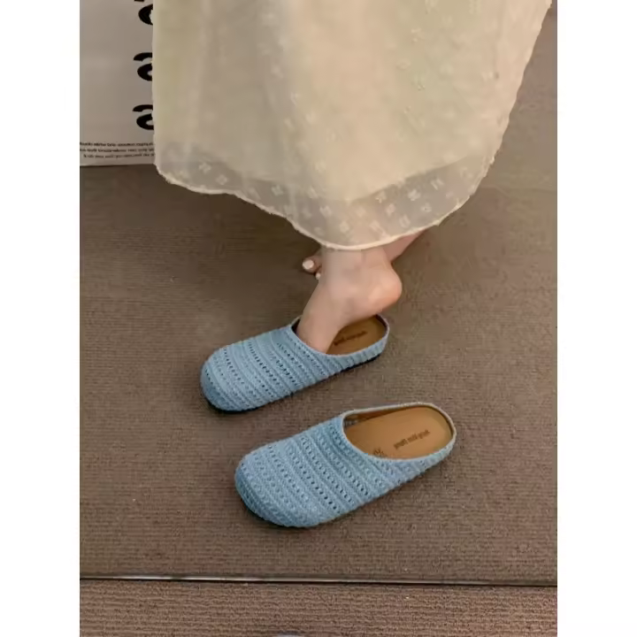 Sandalias de Mujer para Verano Suela Gruesa, Nueva Cabeza de Bolsa con Pedal de Pie, Zapatos Individuales Perezosos de Fondo Plano - 1