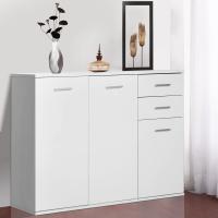 Aparador Armario de Cocina con 2 Puertas Buffet de Salón con 2 Cajones Estante Ajustable Estilo Moderno para Comedor 106x35x76cm Blanco Brillante - details 6