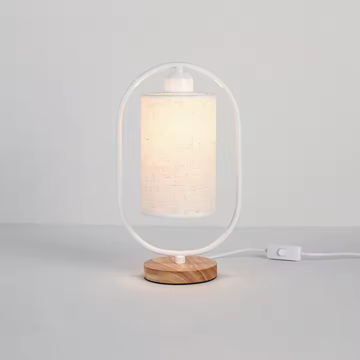Lámpara de escritorio de cabecera de dormitorio Simple nórdico, Base de madera para el hogar, luz de noche de lectura LED, e27 - 1