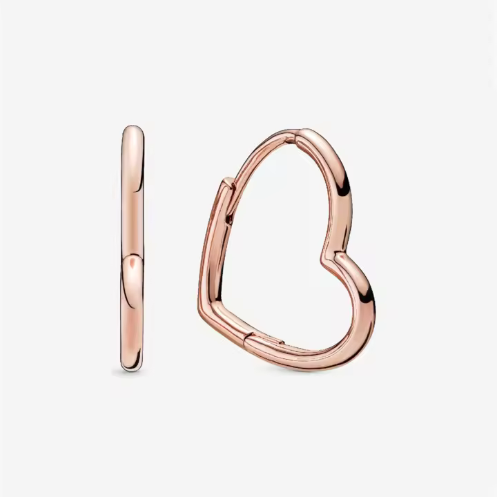 Pendientes de aro de corazón asimétricos de plata pura S925, pendientes gloriosos, regalo elegante, regalo ideal para estudiantes, regalo de graduación, regalo para su esposa - 1