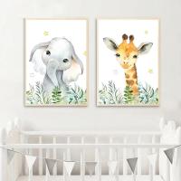 Póster de Animales de Dibujos Animados Pintura Personalizada de Lión Elefante en Lienzo - details 4