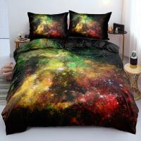 Juego de cama azul oscuro de galaxia de lujo, edredón, funda de edredón, estrellas brillantes, cielo estrellado - details 4