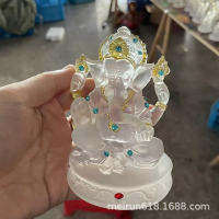 Etiquetado premium de adorno de resina de Dios elefante de vidrio de agua blanco transparente - details 9