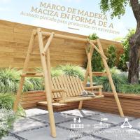 Columpio de Jardín de Madera Equilibrio de 2 Plazas con Bandejas Laterales - details 4