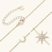 Collar de moissanita completa de plata 100% 925, gargantilla de estrella y luna chapada en oro de 18 quilates, joyería de lujo para hijab, regalo para mujer, oficial de Miravia - details 3