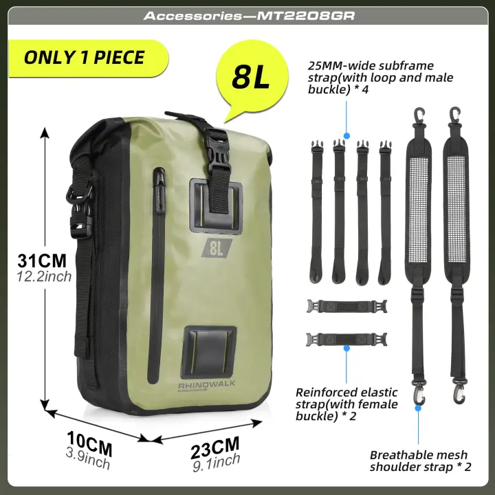 Rhinowalk-mochila para motocicleta, bolsa impermeable de 8L, 15L, 30L, bolsa trasera para motocicleta, alforja Universal para exteriores, accesorios para sillín - 1