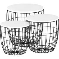 Juego de 2 Mesas Auxiliares Mesa de Centro con Función de Cesta Mesa de Sala Mesa de Metal - details 23