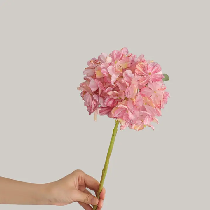 Ramo de hortensias de tela de seda DIY, paquete de flores artificiales Retro Vintage, decoración de boda de flores falsas - 1